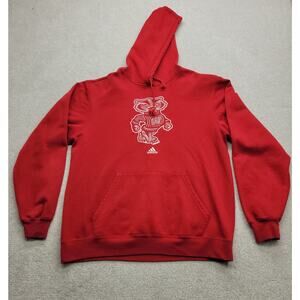 Adidas Wisconsin Badgers Red Pull Over Hoodie Size Large Light Distress
